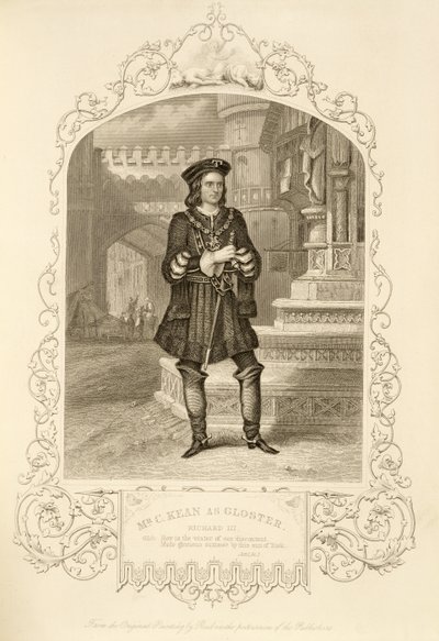 Mr C. Kean as Gloster, Act I Scene 1, in Richard III, by William Shakespeare by Alexander Reid